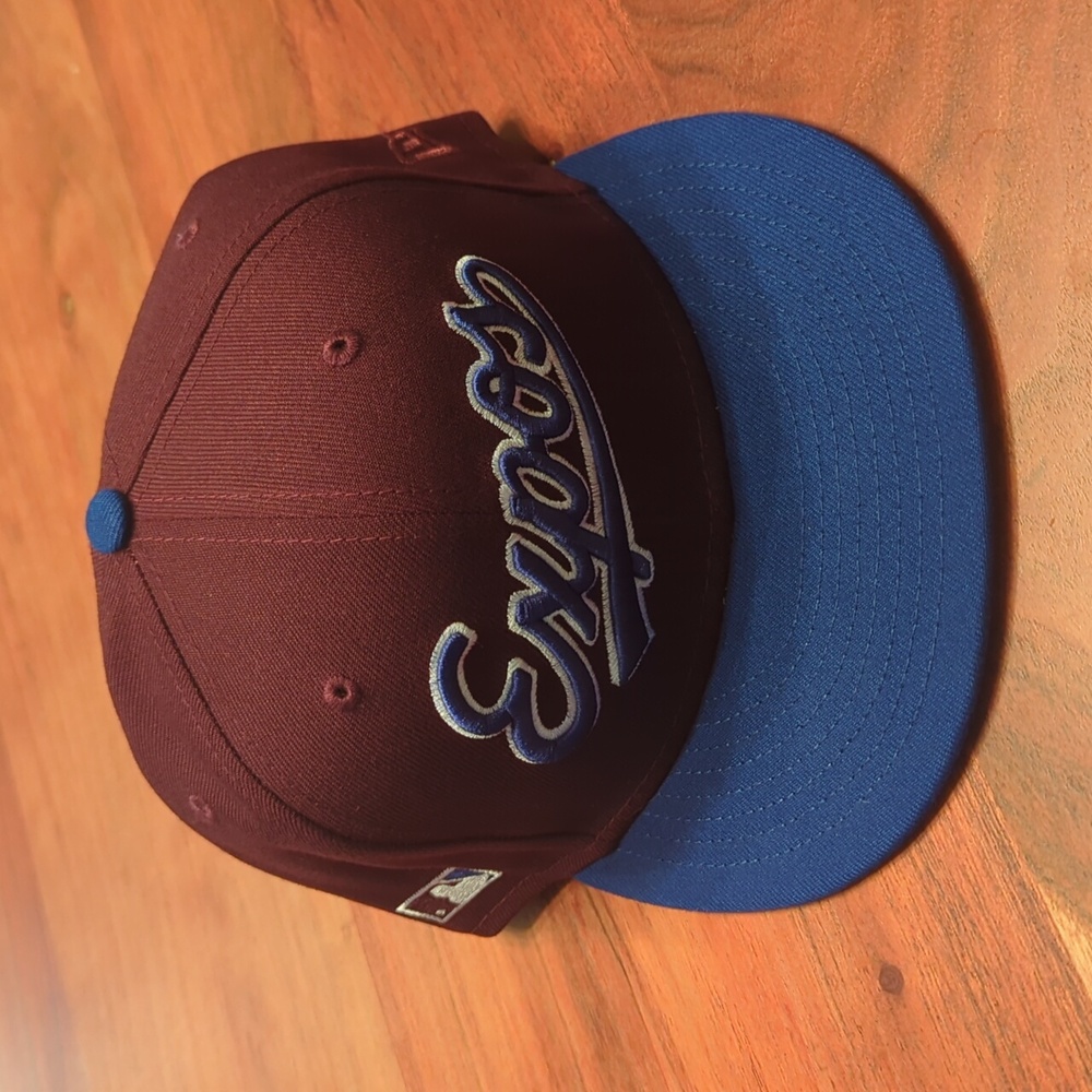 Montreal Expos Brown And Blue Fitted Baseball Hat With Batterman Sidepatch